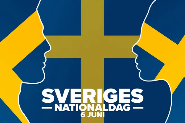 スウェーデン語での表記は6月6日のスウェーデン国民の日を意味する。休日の概念。背景、バナー、カード、テキストの碑文とポスターのためのテンプレート。ベクトルEPS10のイラスト. — ストックベクタ