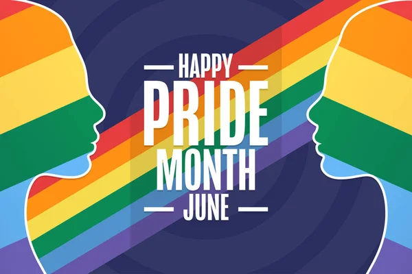 Happy Pride Month. LGBT. June. Holiday concept. Template for background, banner, card, poster with text inscription. Vector EPS10 illustration. — 图库矢量图片