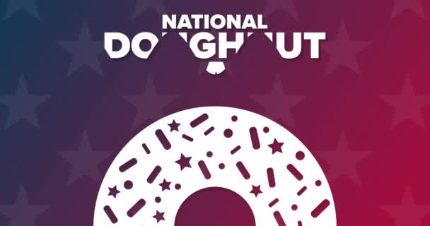 National Doughnut Day. Flat holiday animation. Motion graphic design. 4K, HD loop footage. — Vídeos de Stock