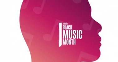 Haziran, Kara Müzik Ayı. Tatil animasyonu. Hareketli grafik tasarım. 4K, HD döngü görüntüleri. 