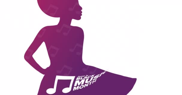 June is Black Music Month. Flat holiday animation. Motion graphic design. 4K, HD loop footage. — Stock Video