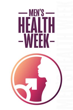 Erkek Sağlığı Haftası. Tatil konsepti. Arkaplan, afiş, kart, yazılı poster şablonu. Vektör EPS10 illüstrasyonu