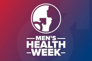 Erkek Sağlığı Haftası. Tatil konsepti. Arkaplan, afiş, kart, yazılı poster şablonu. Vektör EPS10 illüstrasyonu