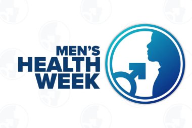 Erkek Sağlığı Haftası. Tatil konsepti. Arkaplan, afiş, kart, yazılı poster şablonu. Vektör EPS10 illüstrasyonu