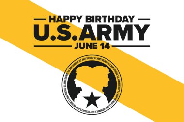 Amerikan Ordusu 'nun doğum günü. 14 Haziran. Tatil konsepti. Arkaplan, afiş, kart, yazılı poster şablonu. Vektör EPS10 illüstrasyonu