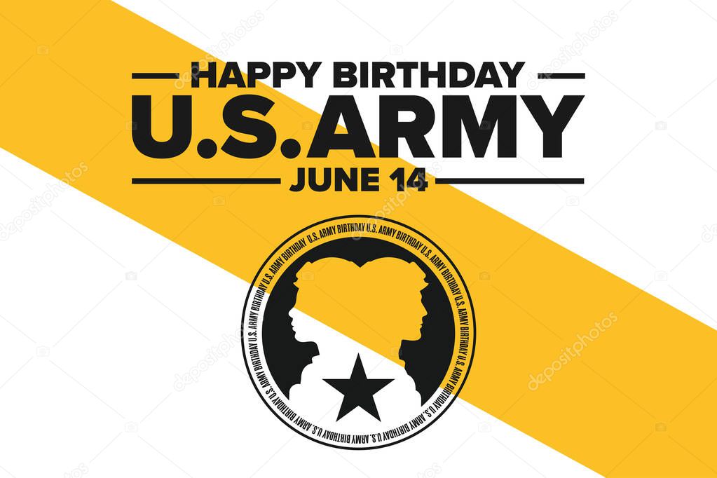 U.S. Army Birthday. June 14. Holiday concept. Template for background, banner, card, poster with text inscription. Vector EPS10 illustration