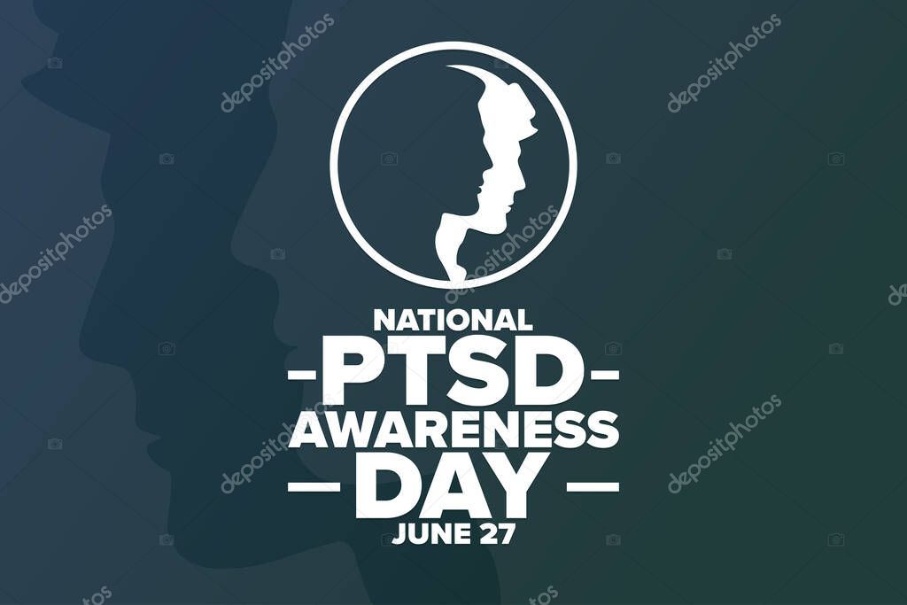 National PTSD Awareness Day. June 27. Holiday concept. Template for background, banner, card, poster with text inscription. Vector EPS10 illustration