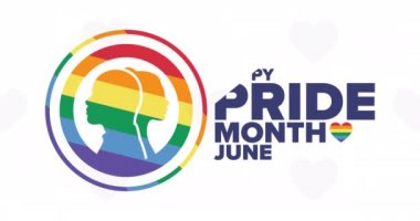 Mutlu Gurur Ayı. LGBT. Haziran. Tatil animasyonu. Hareketli grafik tasarım. 4K, HD döngü görüntüleri