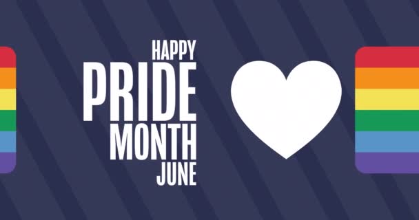 Happy Pride Month Lgbt June Flat Holiday Animation Motion Graphic — Stock Video