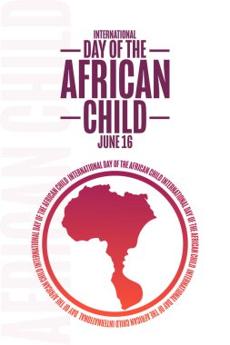 International Day of the African Child. June 16. Holiday concept. Template for background, banner, card, poster with text inscription. Vector EPS10 illustration