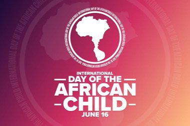 International Day of the African Child. June 16. Holiday concept. Template for background, banner, card, poster with text inscription. Vector EPS10 illustration