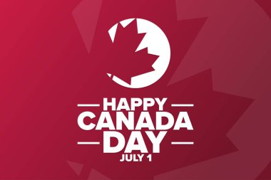 Kanada günün kutlu olsun. 1 Temmuz. Tatil konsepti. Arkaplan, afiş, kart, yazılı poster şablonu. Vektör EPS10 illüstrasyonu