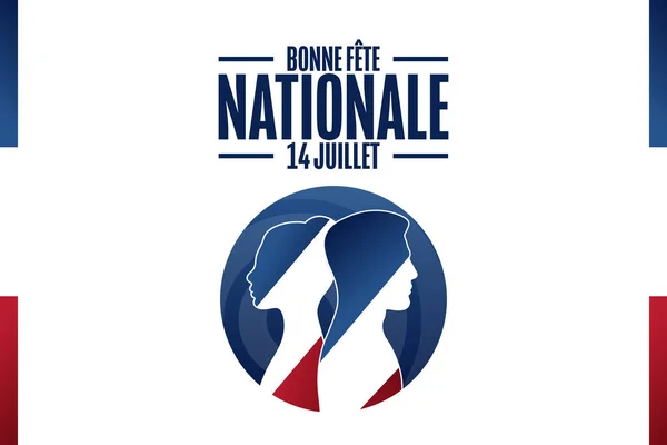 Inscription Bonne Fête Nationale Juillet Français Juillet Concept Vacances Modèle — Image vectorielle