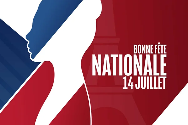 Inscription Bonne Fête Nationale Juillet Français Juillet Concept Vacances Modèle — Image vectorielle