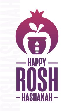 Happy Rosh Hashanah. Holiday concept. Template for background, banner, card, poster with text inscription. Vector EPS10 illustration