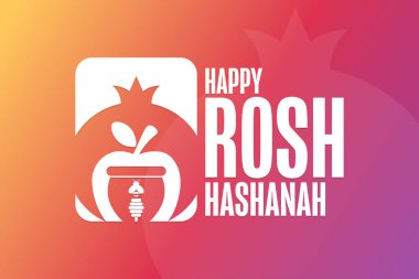 Happy Rosh Hashanah. Holiday concept. Template for background, banner, card, poster with text inscription. Vector EPS10 illustration