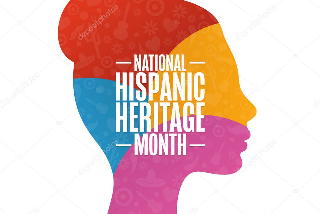 National Hispanic Heritage Month. Holiday concept. Template for background, banner, card, poster with text inscription. Vector EPS10 illustration