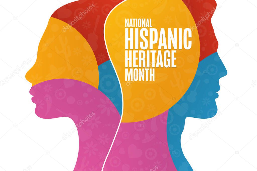 National Hispanic Heritage Month. Holiday concept. Template for background, banner, card, poster with text inscription. Vector EPS10 illustration