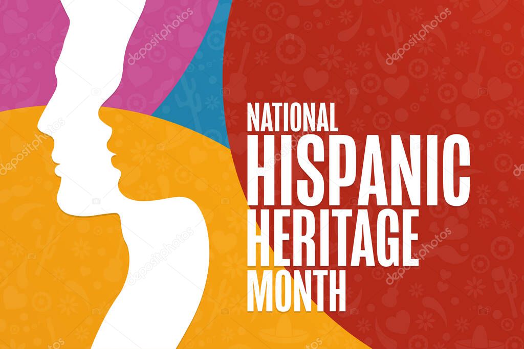 National Hispanic Heritage Month. Holiday concept. Template for background, banner, card, poster with text inscription. Vector EPS10 illustration