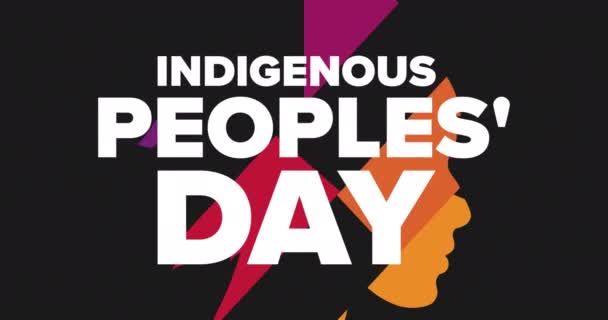 Día Los Pueblos Indígenas Animación Plana Vacaciones Diseño Gráfico Movimiento — Vídeos de Stock