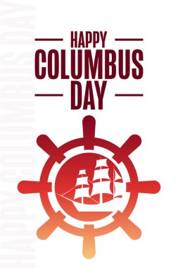 Columbus Günün kutlu olsun. Tatil konsepti. Arkaplan, afiş, kart, yazılı poster şablonu. Vektör EPS10 illüstrasyonu