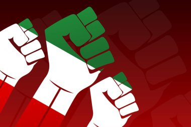 İran 'daki protestolar. Arkaplan, afiş, poster için şablon. Vektör EPS10 illüstrasyonu