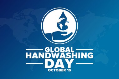 Küresel Bulaşık Günü. 15 Ekim. Tatil konsepti. Arkaplan, afiş, kart, yazılı poster şablonu. Vektör EPS10 illüstrasyonu