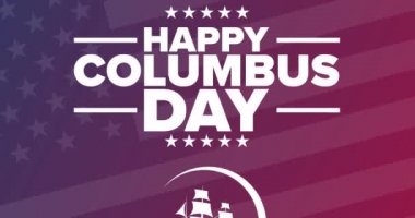 Columbus Günün kutlu olsun. Tatil animasyonu. Hareketli grafik tasarım. 4K, HD döngü görüntüleri