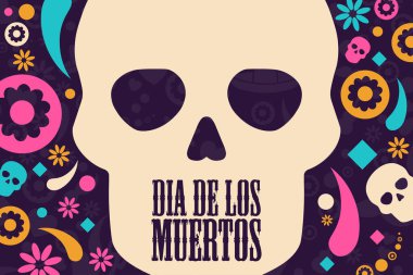 İspanyolcada Ölüler Günü. Dia de los Muertos tatil konsepti. Arkaplan, afiş, kart, yazılı poster şablonu. Vektör EPS10 illüstrasyonu