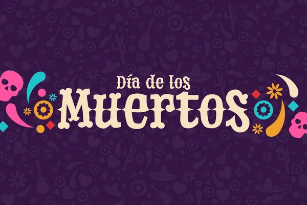 День Надписи Испанском Языке Концепция Праздника Dia Los Muertos Шаблон — стоковый вектор