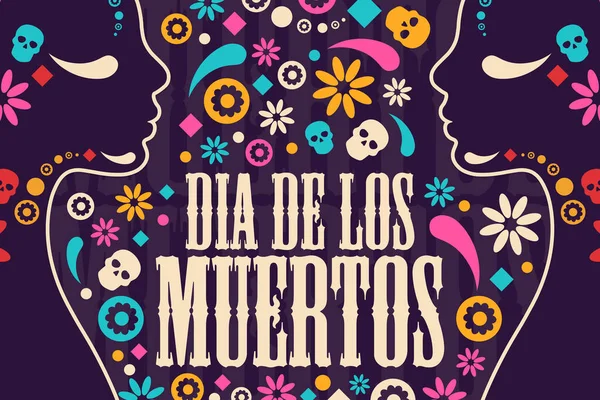День Надписи Испанском Языке Концепция Праздника Dia Los Muertos Шаблон — стоковый вектор