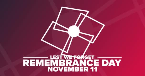 Remembrance Day November Lest Forget Flat Holiday Animation Motion Graphic — Stock Video