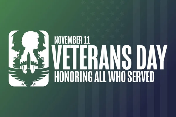 Happy Veterans Day. Honoring All Who Served. November 11. Holiday concept. Template for background, banner, card, poster with text inscription. Vector EPS10 illustration