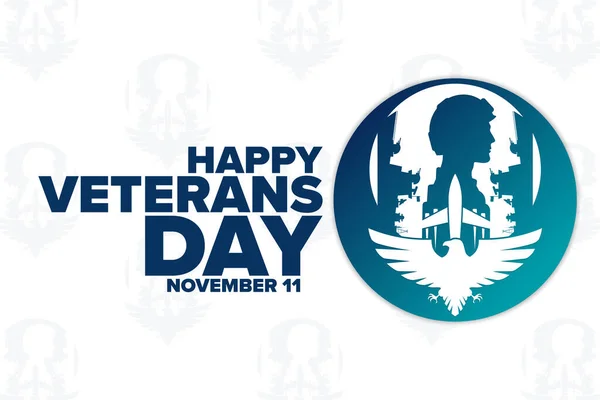 Happy Veterans Day. Honoring All Who Served. November 11. Holiday concept. Template for background, banner, card, poster with text inscription. Vector EPS10 illustration