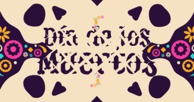 İspanyolcada Ölüler Günü. Dia de los Muertos tatil konsepti. Tatil animasyonu. Hareketli grafik tasarım. 4K, HD döngü görüntüleri