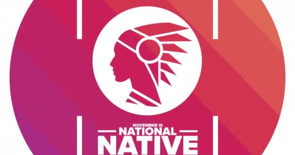 November National Native American Heritage Month Platt Semester Animation Rörlig — Stockvideo