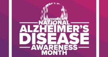 Kasım ayında Ulusal Alzheimer Hastalık Bilinci Ayı var. Tatil animasyonu. Hareketli grafik tasarım. 4K, HD döngü görüntüleri
