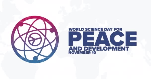 Dia Mundial Ciência Pela Paz Desenvolvimento Novembro Animação Férias Plana — Vídeo de Stock