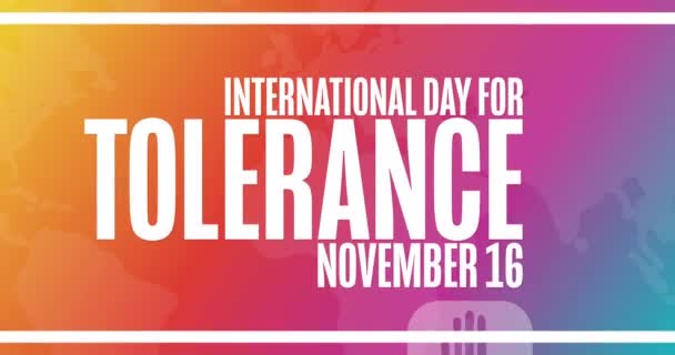 Dia Internacional Tolerância Novembro Animação Férias Plana Design Gráfico Movimento — Vídeo de Stock
