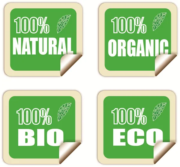 Rótulos naturais, orgânicos, biológicos e ecológicos — Vetor de Stock