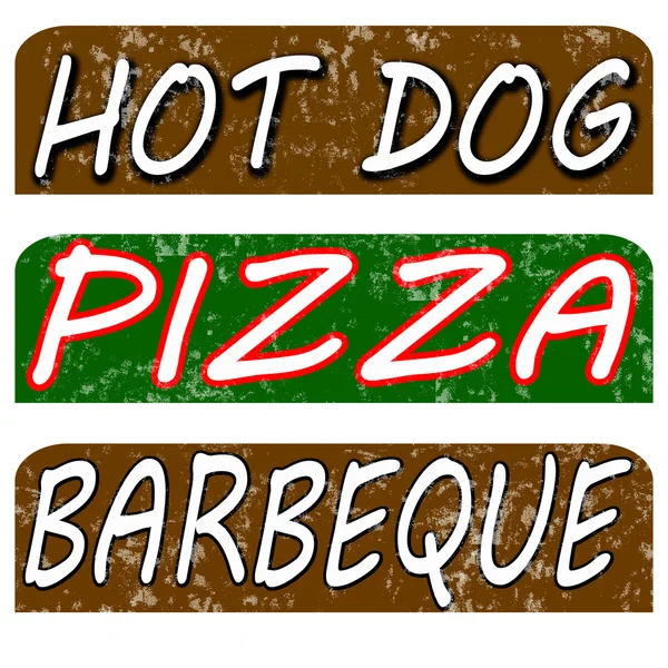 Hot dog, pizza e barbecue — Vettoriale Stock