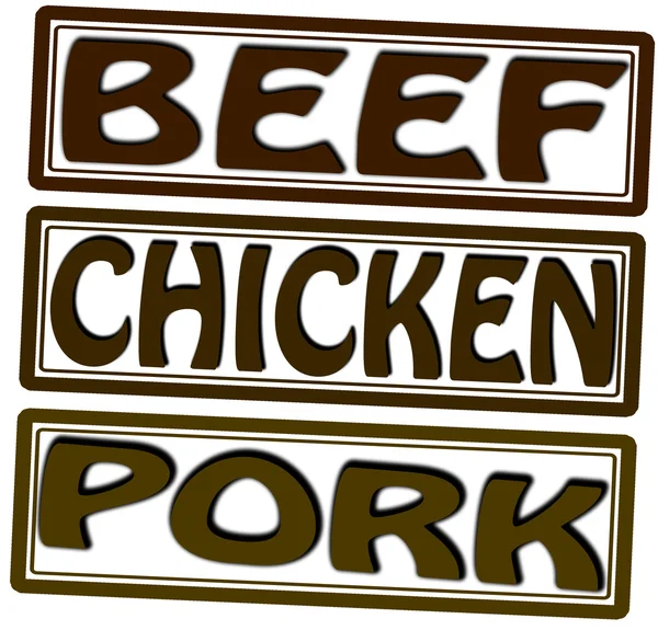 Beef chicken and pork — Stock Vector