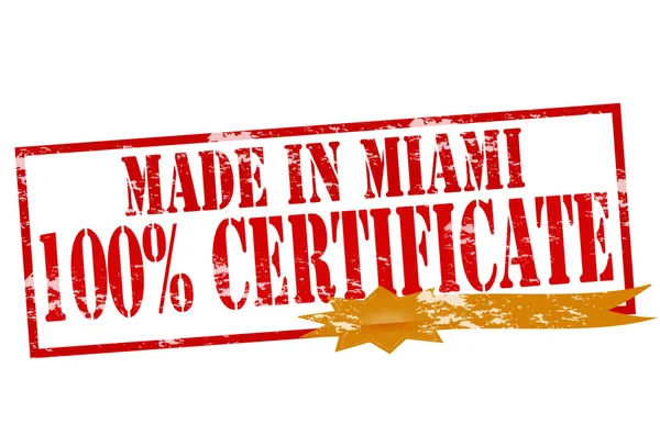 Сделано в Майами сто процентов сертификат — стоковый вектор