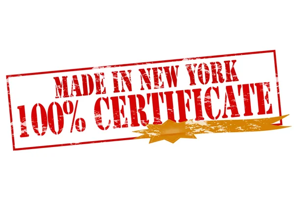 Made in New York certificato al cento per cento — Vettoriale Stock