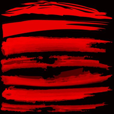 Siyah arkaplan üzerindeki grunge fırça darbelerinin vektör kümesi