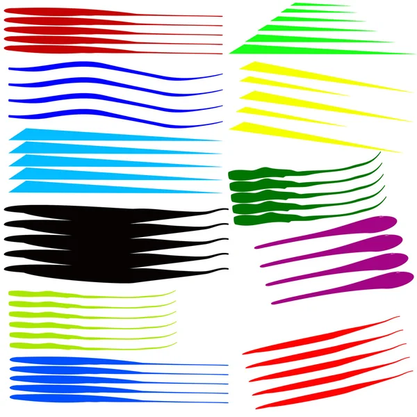 Векторный набор цветных мазков кистью — стоковый вектор
