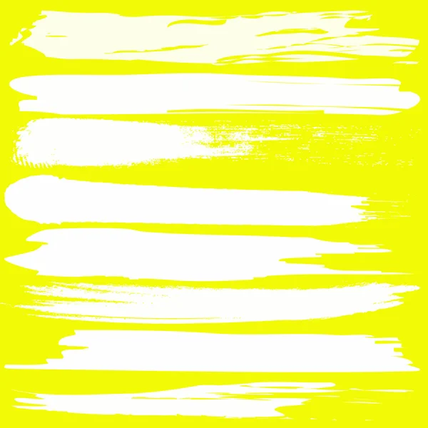 Vector set of grunge brush strokes on yellow background — Stock Vector