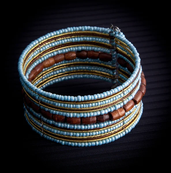Blue beaded bracelet — Stock Photo, Image