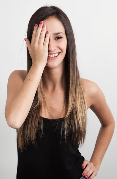 genç kadın kapsayan bir göz