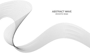 Tasarım için soyut dalga elemanı. Dijital frekans dengeleyici. Tarzlanmış çizgi sanat arka planı. Vektör çizimi. Karıştırma aracı kullanılarak oluşturulan çizgilerle dalga. Dalgalı kıvrımlı çizgi, düz çizgi